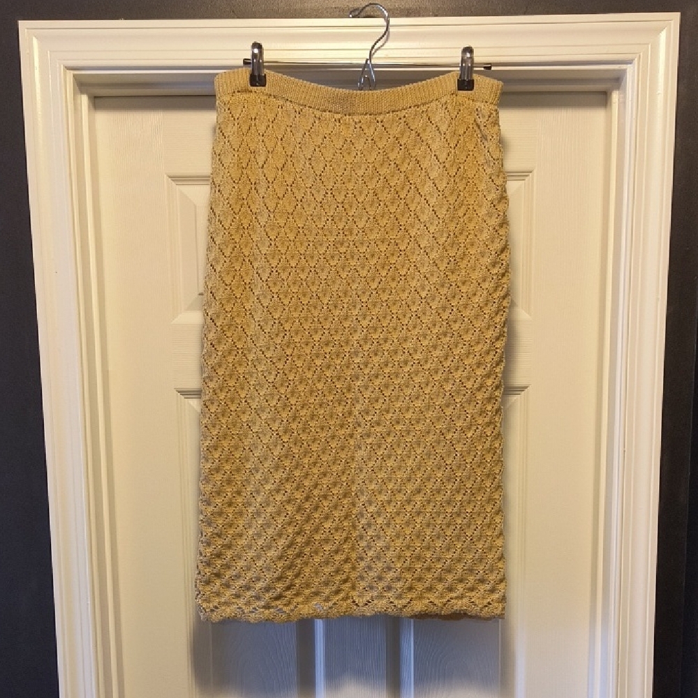 AND NOW THIS Knitted Pencil Skirt - Tan, XL